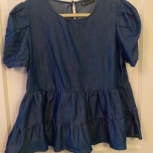 New York & Company Indigo Denim Blouse